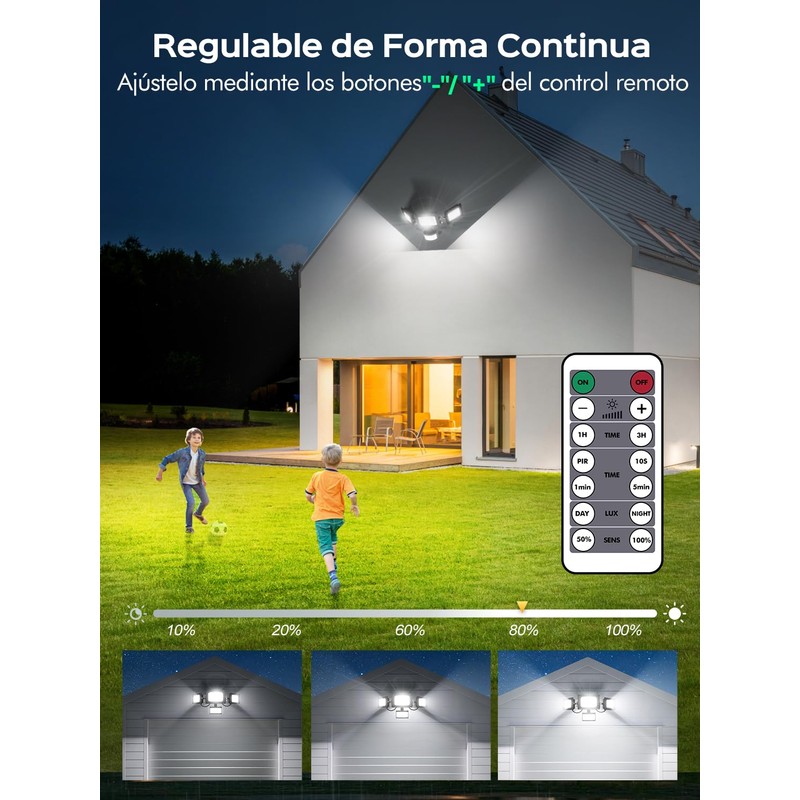 Lightasea LED Spotlight with Motion Sensor Outdoor, 100 W, 10000