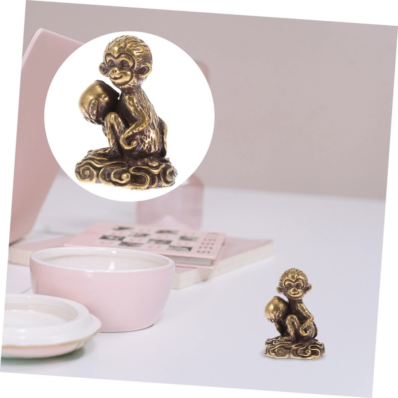 iplusmile 1Pc Mini Monkey Shape Copper Ornament Cute Desktop Decor