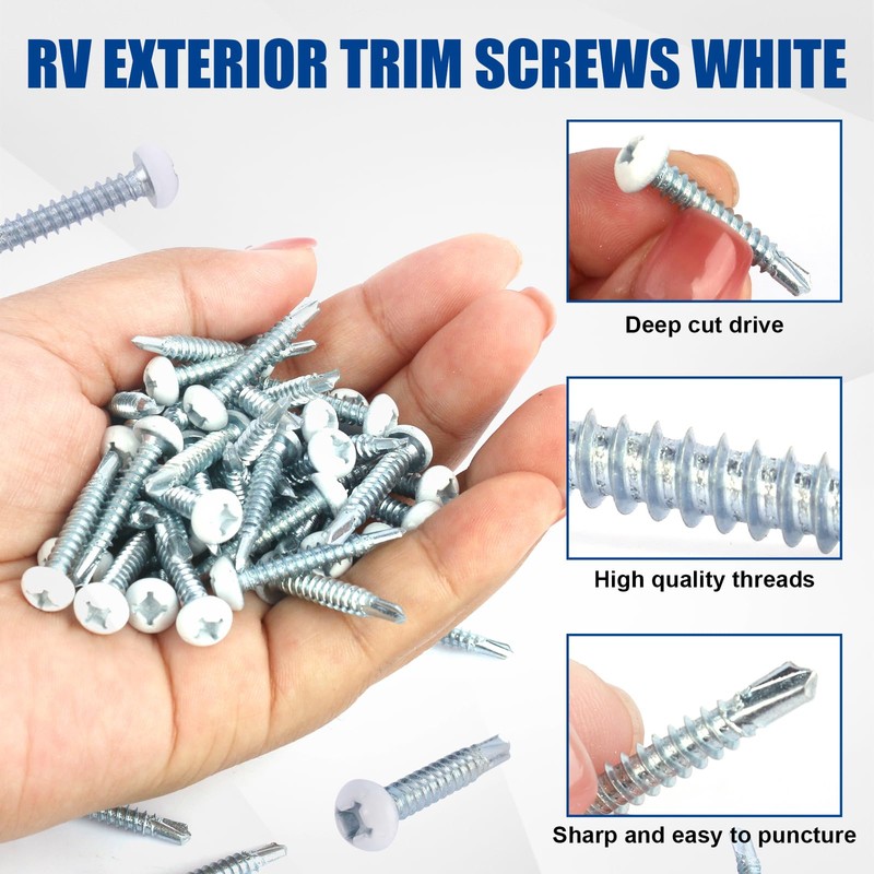 RV Screws White Pan Head Screw 8 X 1 for
