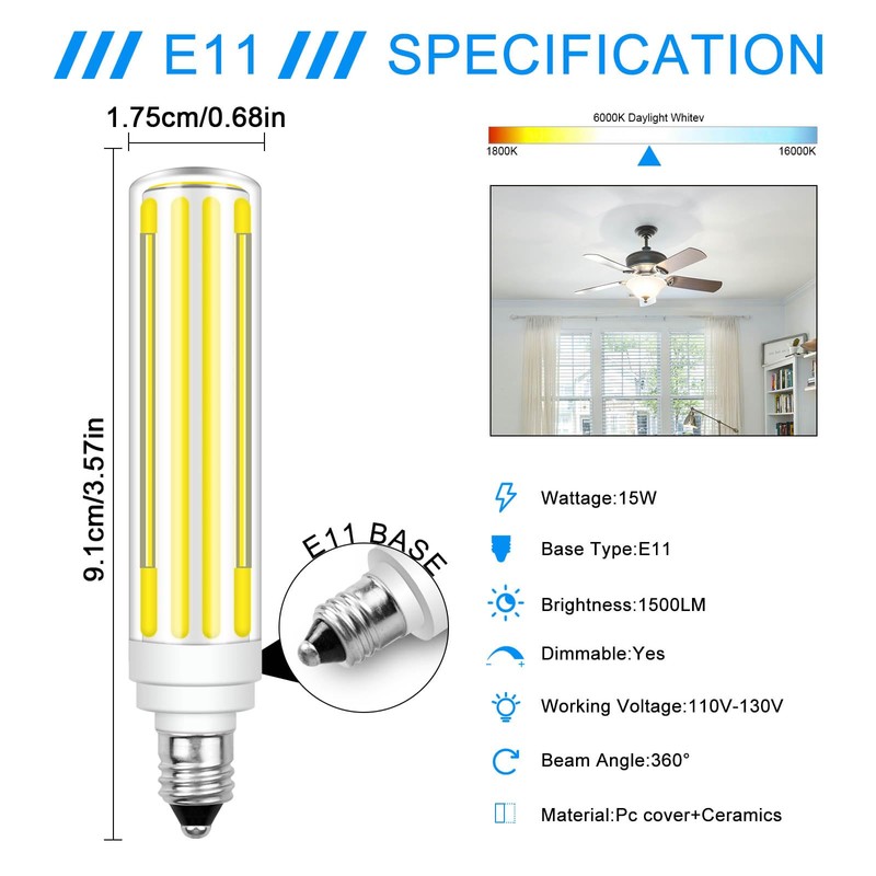 ZHENMING Updated Dimjmable E11 LED Bulb 100W 120W 150W Halogen