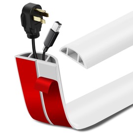 Floor Cord Cover Self Adhesive Cord Hider Floor Extension Cord Covers for Floor Power Cord Protector Cable Management Prevent Cable Trips Cable Cavity 0.47" W x 0.27" H (White, 20Ft)