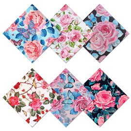 CREATCABIN 6 Packs Microfiber Cleaning Cloth Elegant Flower Design Microfiber Cloth Soft Multicolor Glasses Cleaner Wipes Cloth for Reusable Eyeglasses Camera Cell Phone Screens Glasses 6.1x6.1 Inch