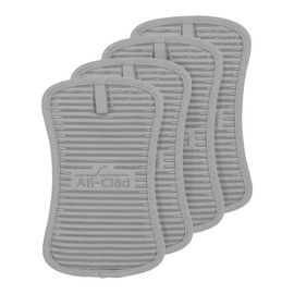 All-Clad Premium Pot Holder & Hot Pad: Heat Resistant to 500 Degrees - 100% Cotton, 10"x6.25" Hot Pad for Kitchen and Barbeque, 4-Pack, Titanium