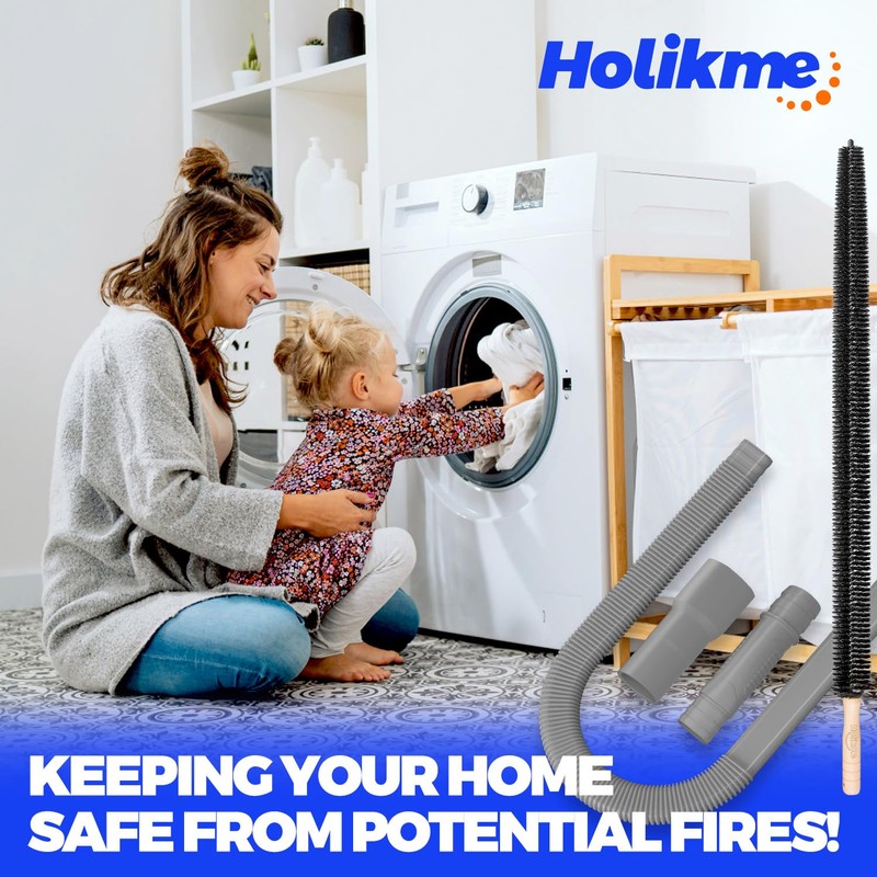Holikme 2 Pieces Dryer Vent Cleaner Kit, Dryer Lint Vacuum