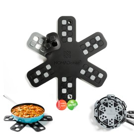NOMADCHEF Dual-Use Silicone Pan Protectors for Stacking & Trivets for Hot Dishes | Silicone Trivet Mat | Perfect for Pot and Pan Protectors For Stacking | Cookware Protectors For Stacking (S-BLK/GREY)