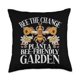 Bee the Change Plant a Bee Friendly Garden Bee Throw Pillow