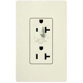 Lutron SCR-20-HDTR-BI Satin Colors 20-Amp Half Dimmable Tamper Resistant Receptacle, Biscuit