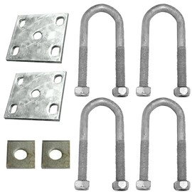 U Bolt Kit 39mm Round Galvanised Ubolt X 4 inch Ubolts Fish Plates Axle Pads Trailer