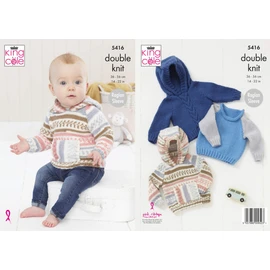 King Cole 5416 Knitting Pattern Baby Raglan Sweaters in Cherish DK and Cherished DK