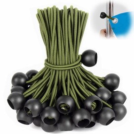 TaoTazon Bungee Bands with Ball Pack of 50, Tarpaulin Tensioners with Ball 20 cm, Rubber Tensioner, Tent Elastics Expander Loops, Rubber Loops for Tarpaulins, Tents, Banners, Net, Gazebos