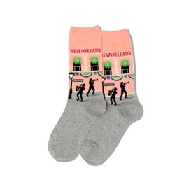 Hot Sox Womens Fun Usa Travel & Cities Crew - 1 Pair Pack Cool Artistic Gifts Casual Sock, New Orleans (Peach), 4-10 US