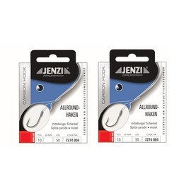 Set: 2 packs of Jenzi tied all-round fishing hooks (20 pieces), 50 cm hook size 4, 6, 8, 10, 12 & 14 depending on selection + free Petri Heill! sticker (hook size 14)