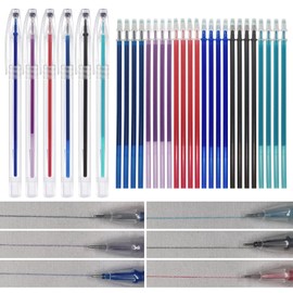 Dinggaogao 6 Heat Erase Pens Fabric Markers with 24Refills, Fabric Markers are Suitable forquilting Supplies, Sewing Supplies,Embroidery Tools