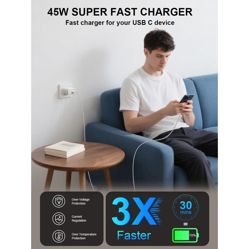 i Phone 16 Pro Max Charger Fast Charging,45W USB C