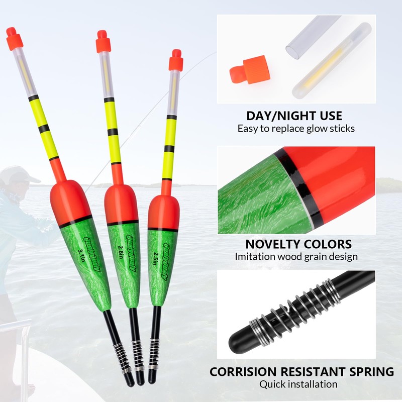 QualyQualy 4 x Eva Foam Lighted Fishing Bobbers + 8