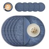 Round Placemats and Coasters Set of 6, Floral Leather Table