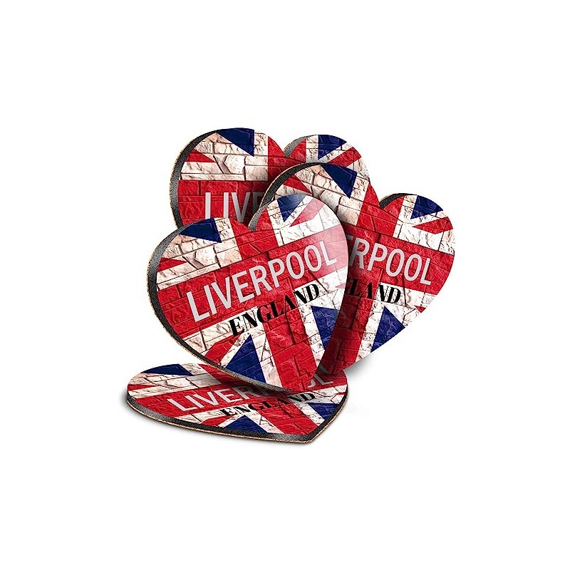 4 x Heart Coasters - Liverpool England Flag Circle Cork