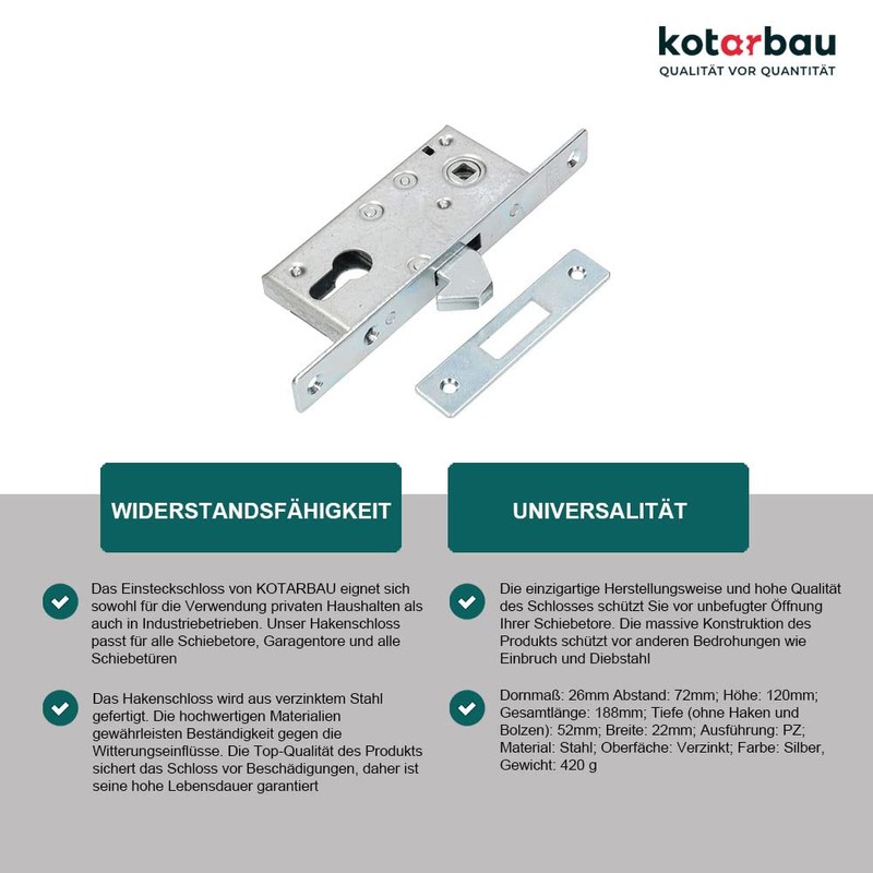 KOTARBAU® Hook Lock Sliding Gates Mortise Lock H-60 Sliding Door