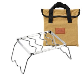 CAMPINGMOON Campfire Trivet Pot Stand Folding 304 Stainless Steel Two Height Adjustable Portable with Storage Bag (9.5’’ L (MS-1012))