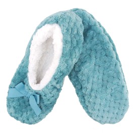 Adult Super Soft Warm Cozy Fuzzy Soft Touch Sleeper Slippers Non-Slip Lined Socks – Greenish Blue – Large (UK Size 6-7)