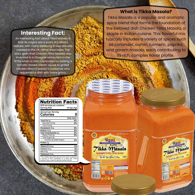 Rani Tikka Masala Indian 7-Spice Blend 80oz (5lbs) 2.27kg Bulk