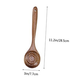 LABRIMP Handcrafted Colander Skimmer Ladle High-Temperature Resistant Kitchen Utensil for Cooking and Straining Natural Grain Design