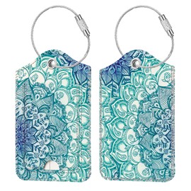 2 Pcs Luggage Tags, Fintie Privacy Cover ID Label with Stainless Steel Loop and Address Card for Travel Bag Suitcase