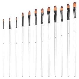 smatime 12-Piece Nylon Brush Set, Artist Brush, Acrylic Watercolour Brush, Filbert Painter's Brush for Acrylic, Oil Painting, Watercolour, Gouache Painting, White