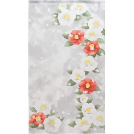 Noren 11324 Seasonal Winter Half Noren Four Seasons Flower Width 33.5 x Length 59.1 inches (85 x 150 cm) Camellia Snow Naoko Yamanaka