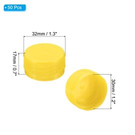 PATIKIL 1.2inch Plastic Bottle Caps for Crafts, 50Pcs Reusable Protection Bottle Screw Lids for Empty Container DIY Scrapbook Decorations, Yellow