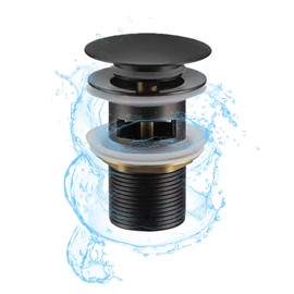 Dunkwckore Sink Drain Set, Universal Drain Set, Pop Up Valve, Drain Valve, Stainless Steel Sink Plug for Sink, Washbasin, Bathroom, Black