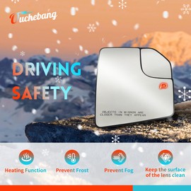 Ouchebang The Driver Side Mirror Glass is suitable for 2015, 2016, 2017, 2018, 2019, and 2020 Ford F150. Replace FL3Z-17K707-A.