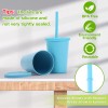 Mfacoy 4 Pack Wheat Straw Cups with Lid and Straws