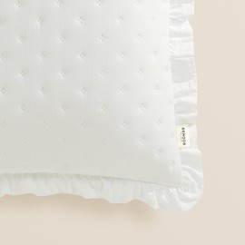 ROOM99 Molly 45 x 45 cm Decorative Cushion Cover Throw Cushion Cover Decorative Aesthetic Modern Bedroom Living Room with Ruffle Ecru, 1 Piece