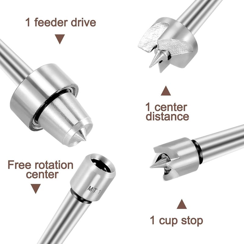 AIMALL 4PCS Wood Lathe Centre Set with MT1 Taper, Drive