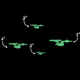 Trek Inspired USS Enterprise Style 2 Silhouette Space Voyager Glow in The Dark Sticker Decal for Phone Tablet Laptop Car Truck Window | 5" Sticker | Green