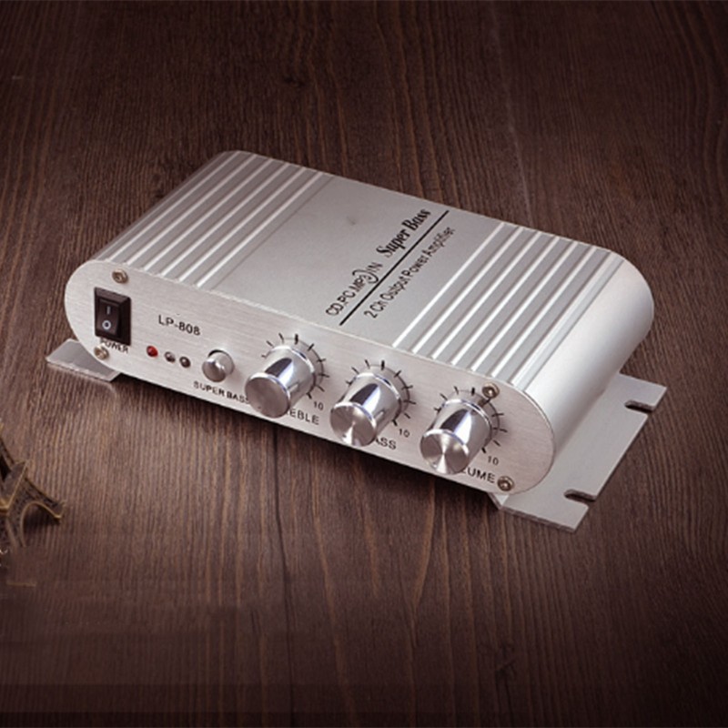 Car Power Amplifier Digital Stereo Audio Amp Treble Bass Volume