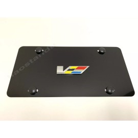 License Plate Frame Shop 1x 3D "ATS/CTS V-Emblem" Aluminum BLACK Color Front Plate RUST FREE