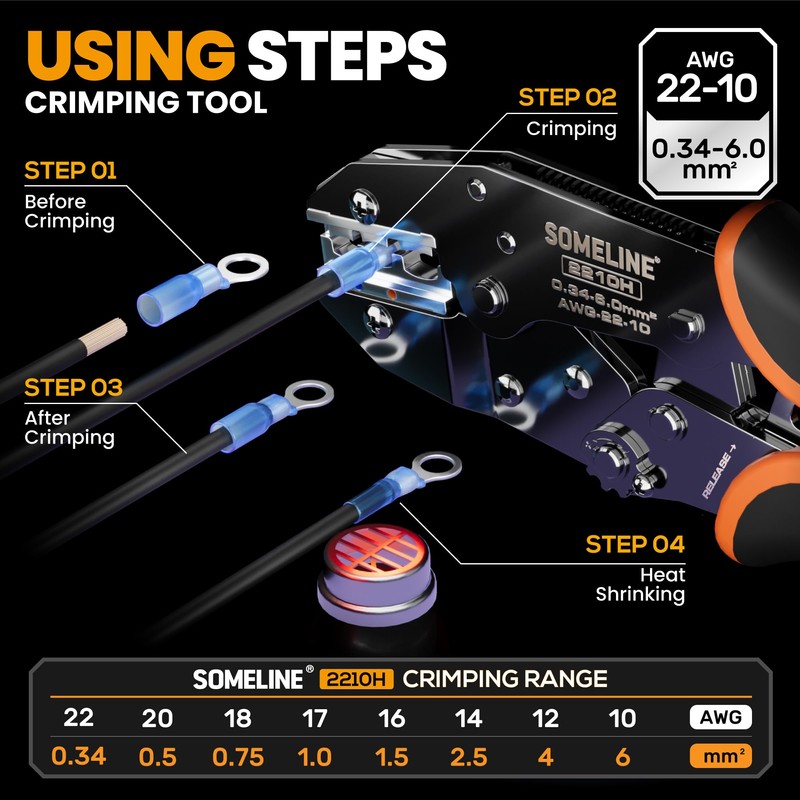 SOMELINE® Heat Shrink Connector Crimp Tool Kit - with 48