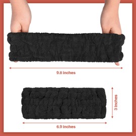 3 Pieces Spa Facial Headband for Makeup and Washing Face Terry Cloth Hairband Yoga Sports Shower Facial Elastic Head Band Wrap for Girls and Women (Black)
