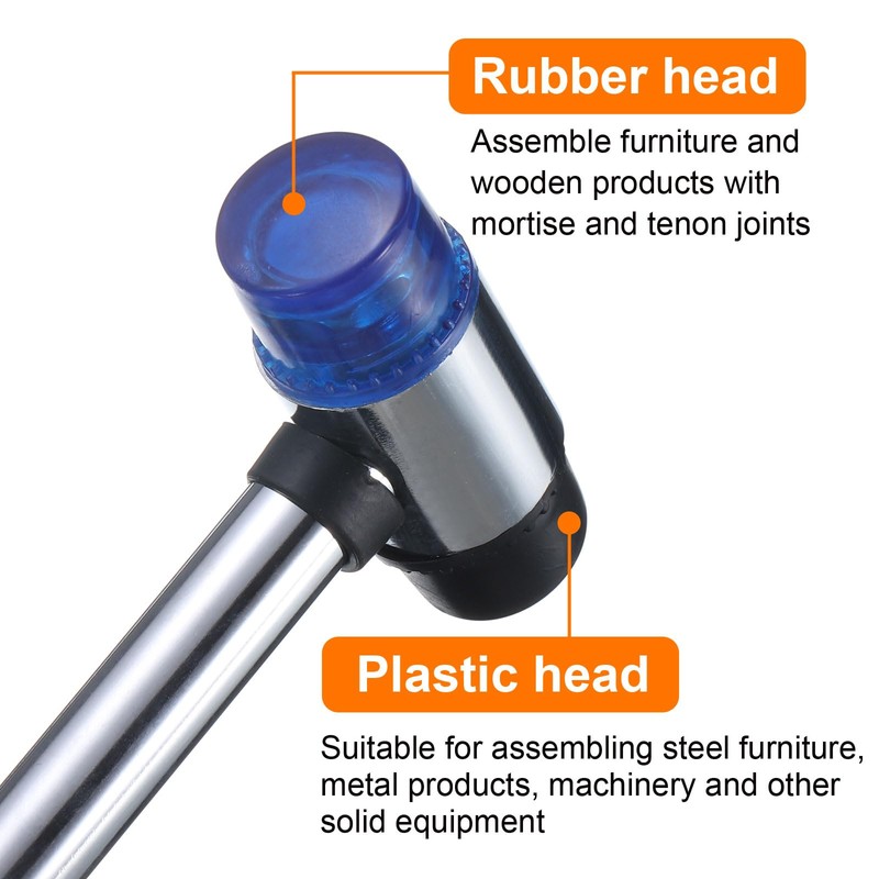 sourcing map Rubber Mallet Double-Faced with Non-Slip Plastic Grip Rubber