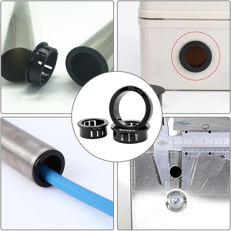 TA-VIGOR 50Pcs 10mm Cable Hose Snap Bushing Grommet Protector, Black