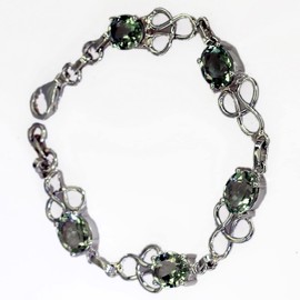 RIYO Green Amethyst 925e Jewellery List Bracelet Charms Silver l 7.5 Inches Sbragam-28005, Sterling Silver Silver, Green Amethyst