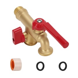 Solimeta Double Taps Water Faucet, 1/2" X3/4" X3/4" Double Outlet Faucet with Garden Hose Quick Connecetor for Garden and Washing Machine