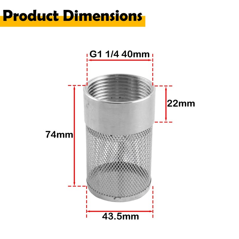 Etersec Dia Hose Inlet Suction Strainer Filter, Stainless Steel Water