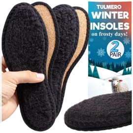 2 Pairs of Thermal Insoles for Men, Women and Children, Lambskin Sole for Winter, Shoe Insoles Made of Natural Wool and Cork, Heat Insoles Shoes, Black, Perfect Lambskin Insoles, Size 37
