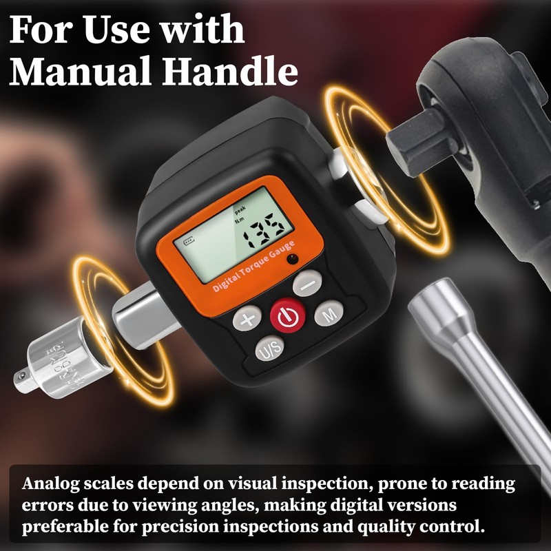 Digital Torque Adapter, Digital Torque Wrench 1/2”340Nm with Adapters 1/4"