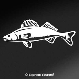 Express Yourself Products Walleye (White - Reverse Image - Large) Decal Sticker - Freshwater Fish Collection