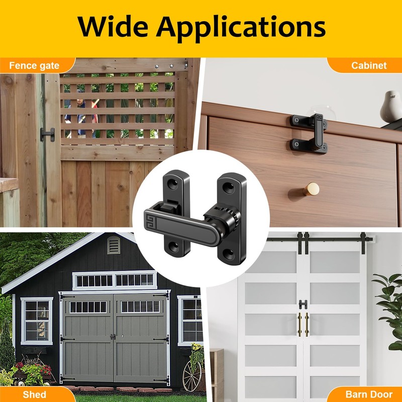 Barn Door Lock,90/180 Degree Flip Latch Lock,Easy Installation,Zinc Alloy Security