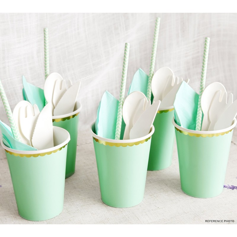 FiveSeasonStuff Paper Cups Eco-friendly Biodegradable Compostable (Mint Green | Gold)